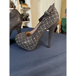 Delicacy Black Studded Stiletto Heels With Ankle Strap‎ Size 7.5 ￼